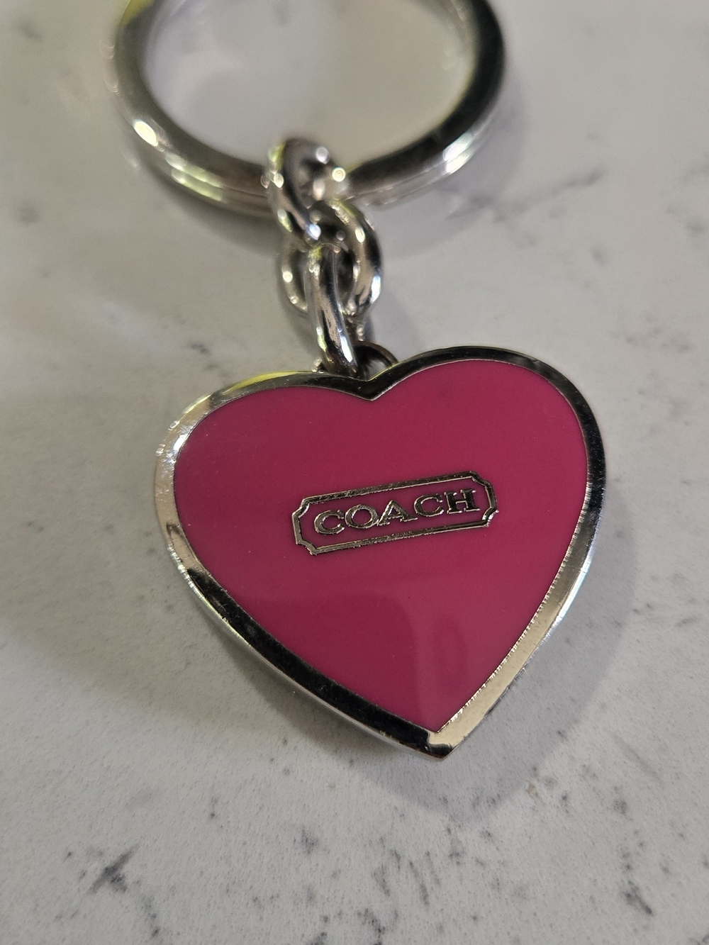 COACH Pink Heart Keychain Charm